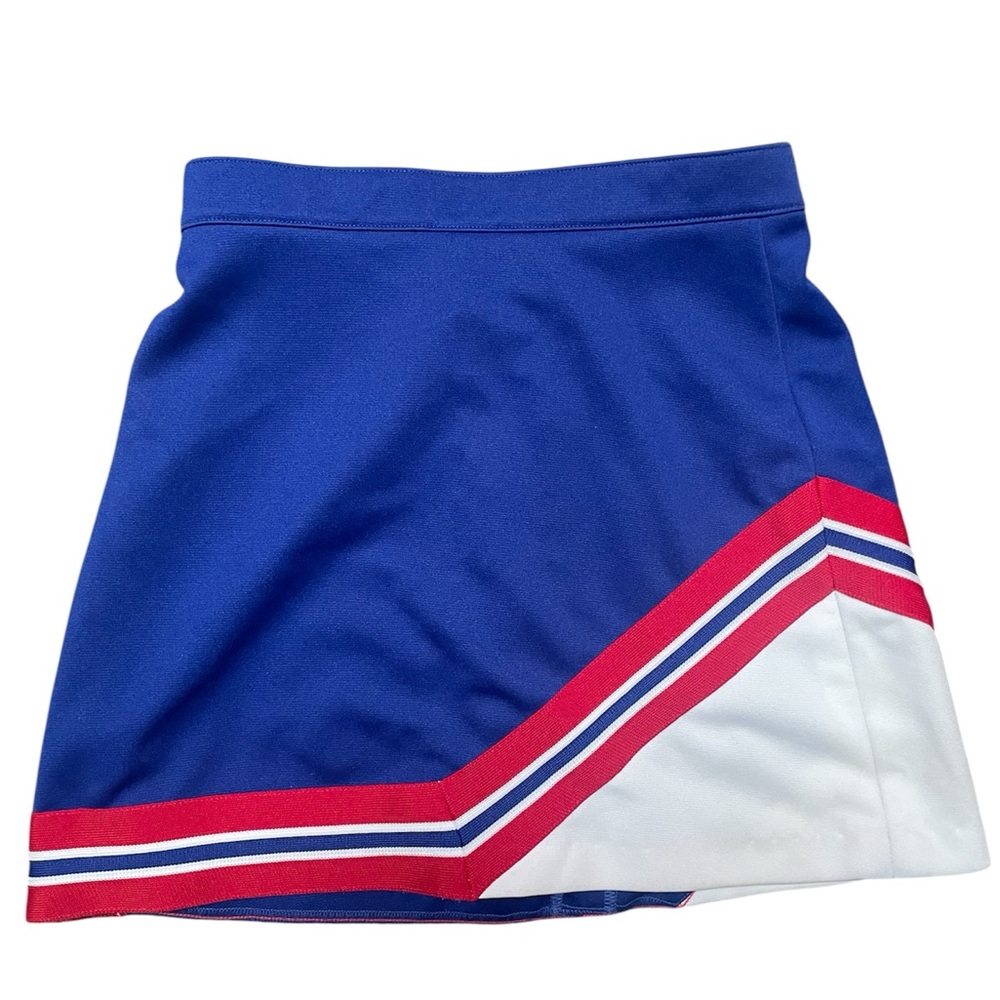 Varsity Blue White Mini A-Line Asymmetrical Cheer Skirt